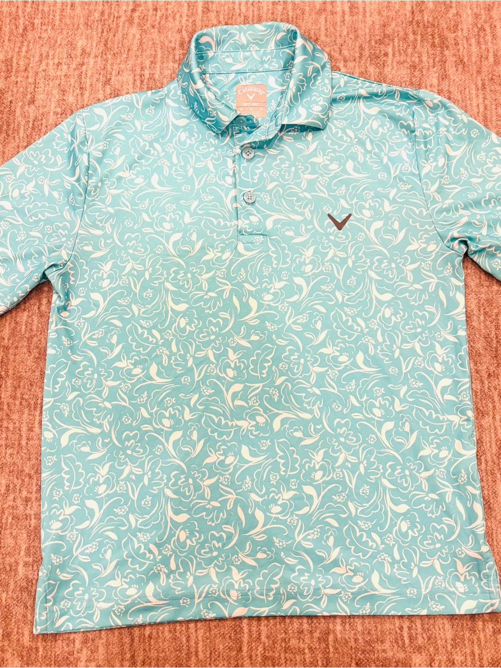 Callaway Men's Light Teal Floral Golf Polo
